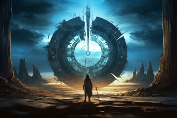 Poster - Futuristic Techno magic portal. Design creative. Generate Ai