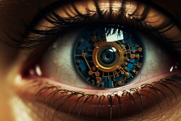 Poster - Innovative Technology digital eye. Screen visual data. Generate Ai