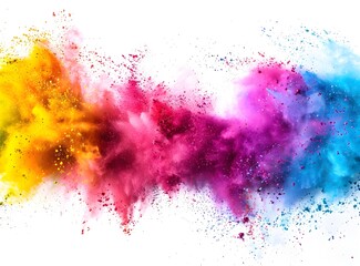 Colorful ink clouds in water isolated on a white background, vibrant color splash abstract cloud shapes in the style of a paint smoke explosion
