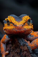 Poster - Amphibious creature with a skin that resembles molten lava, ideal for volcanic environments,