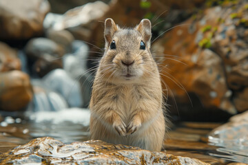 Poster - Rodent with a coat that mimics the look of moss and stone, perfect for hiding in rocky areas,