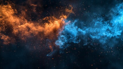 Wall Mural - A captivating and vibrant illustration of abstract blue and orange color powder