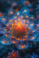 Poster - Surreal interpretation of a rotavirus, its wheel-like structure turning into a kaleidoscope of bright, circular patterns,