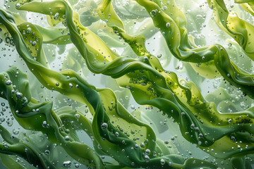 Aufkleber - Vibrant depiction of planktonic algae, floating freely and forming a dreamlike aquatic tapestry,