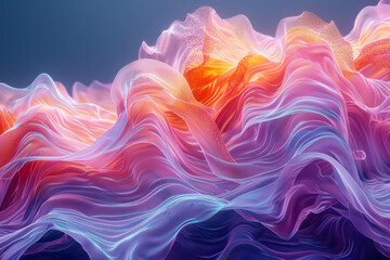 Leinwandbilder - Colorful, abstract visualization of a tetanus bacterium, with its rigid structure flowing into soft, wavy forms,