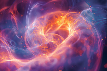 Poster - Dynamic representation of a bacterial flagellum in motion, depicted as swirling trails of light,