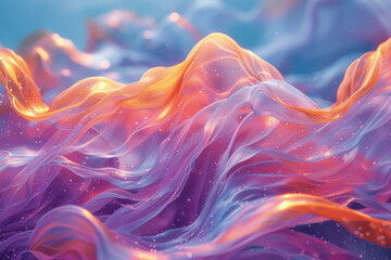 Poster - Colorful, abstract visualization of a tetanus bacterium, with its rigid structure flowing into soft, wavy forms,