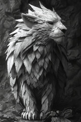 Aufkleber - Artistic portrayal of a gryphon, its eagle and lion features expressed through sharp, geometric patterns,