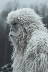 Poster - Surreal form of a yeti, with its furry texture turning into a snowy, mountainous landscape,