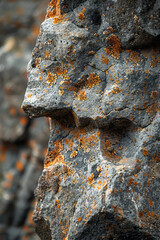 Poster - Abstract form of a troll, with its rough, stony skin transitioning into a rugged, natural landscape,