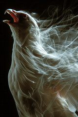 Poster - Abstract depiction of a harpy, with her screech visualized as jagged, piercing lines cutting through the air,