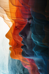 Aufkleber - Visualization of an echo in a canyon, rippling lines and fading colors illustrating the sound's journey.