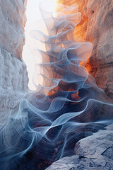 Aufkleber - Visualization of an echo in a canyon, rippling lines and fading colors illustrating the sound's journey.