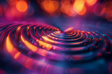 Poster - Dynamic depiction of radio waves, concentric angular lines in neon colors radiating outward,