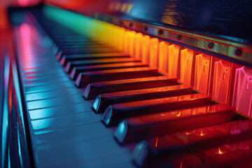 Poster - Visualization of a piano's arpeggio, ascending and descending lines in a chromatic scale of colors.