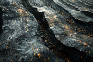 Poster - Visualization of seismic waves, jagged lines and earth tones illustrating the ground's movement.
