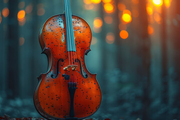 Aufkleber - Gentle ombre from soft peach to rich burgundy, mimicking the warm, resonant tones of a cello,
