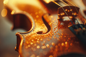 Poster - Subtle texture resembling the grain of violin wood, overlaid with a soft golden glow that suggests the richness of the sound,