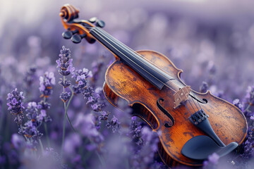 Aufkleber - Smooth transitions between lavender and silver, evoking the elegant and sophisticated atmosphere of a chamber music performance,