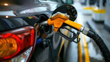 Fototapeta  - Diesel and petrol fuel prices are increasing at gas stations due to the ongoing fuel crisis.