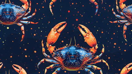 red crab on blue 