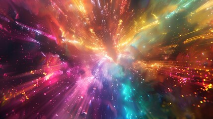 Wall Mural - A magical burst of rainbow powder bursting forth like a supernova