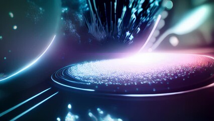 Poster - Abstract technology burst with glowing wires and particles in motion. Technology and science abstract dynamic dash