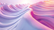 Elegant 3D rendered abstract wavy design with calming light pink and purple hues