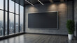 © Mockup - billboard on the wall, blank mockup frame on wall in modern office interior design in 3d style. illustration generative ai