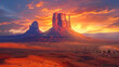 Sunset over Monument Valley: The vibrant sky and natural formations in the American Southwest
