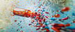 glass bottles - capsules fly out. Pharmacy bottle pill medicine, drug concept.