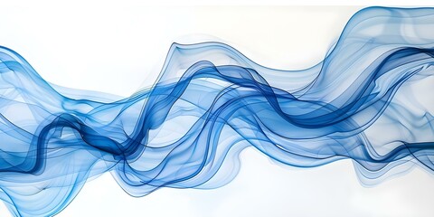 Wall Mural - Blue Abstract Waves on White Background. Concept Abstract Art, Blue Waves, White Background