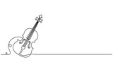 Fototapeta Dinusie - Violin, string instrument one line continuous drawing. Musical instruments continuous one line illustration. Vector minimalist linear illustration, One line continuous cello illustration. Line art