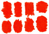 Czerwone Ślady Pędzla I Plamy Farby Zestaw Na Białym Tle