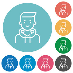 Sticker - Hooded boy avatar outline flat round icons