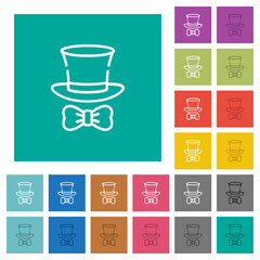 Wall Mural - Top hat and bow tie outline square flat multi colored icons