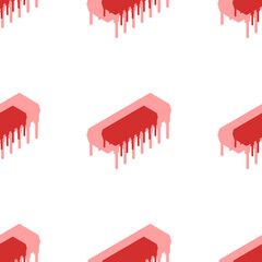 Poster - Seamless pattern of large isolated red integrated circuit symbols. The elements are evenly spaced. Illustration on light red background