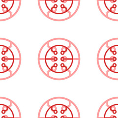 Poster - Seamless pattern of large isolated red microcircuit symbols. The elements are evenly spaced. Illustration on light red background