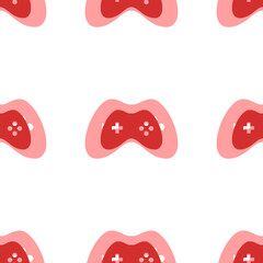 Poster - seamless pattern of large isolated red joystick symbols. the elements are evenly spaced. illustratio