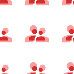 Poster - Seamless pattern of large isolated red group symbols. The elements are evenly spaced. Illustration on light red background