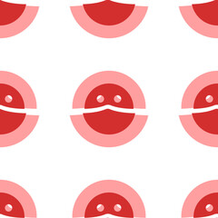 Poster - Seamless pattern of large isolated red masked face symbols. The elements are evenly spaced. Illustration on light red background