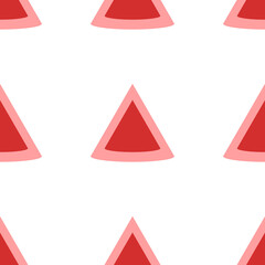 Poster - Seamless pattern of large isolated red cone symbols. The elements are evenly spaced. Illustration on light red background