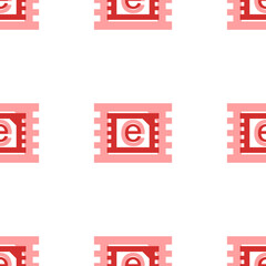 Poster - Seamless pattern of large isolated red eSIM symbols. The elements are evenly spaced. Illustration on light red background