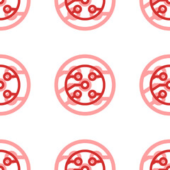 Poster - Seamless pattern of large isolated red electrical board symbols. The elements are evenly spaced. Illustration on light red background