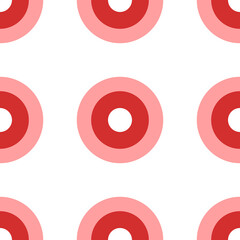 Poster - Seamless pattern of large isolated red record media symbols. The elements are evenly spaced. Illustration on light red background