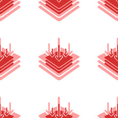 Seamless pattern of large isolated red absorbent symbols. The elements are evenly spaced. Illustration on light red background