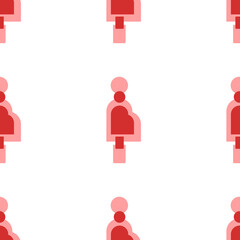 Poster - Seamless pattern of large isolated red pregnant woman symbols. The elements are evenly spaced. Illustration on light red background