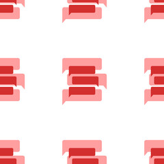 Poster - Seamless pattern of large isolated red discussion symbols. The elements are evenly spaced. Illustration on light red background
