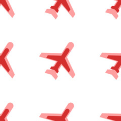 Poster - seamless pattern of large isolated red plane symbols. the elements are evenly spaced. illustration o