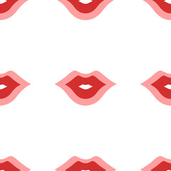 Poster - Seamless pattern of large isolated red lips symbols. The elements are evenly spaced. Illustration on light red background